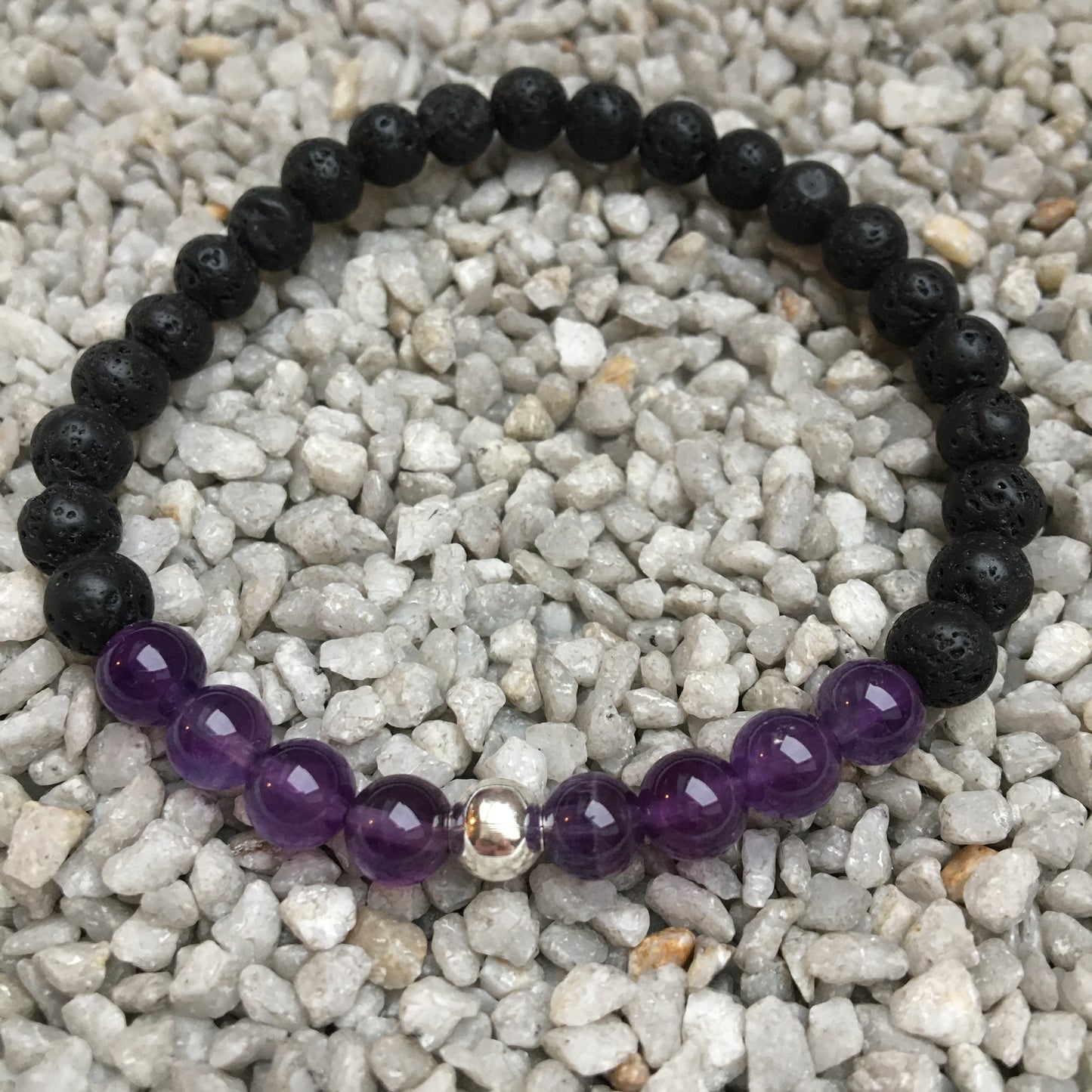 Kronenchakra - Amethyst und Lavastein