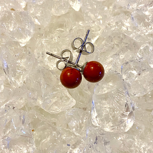 Ohrstecker Jaspis rot